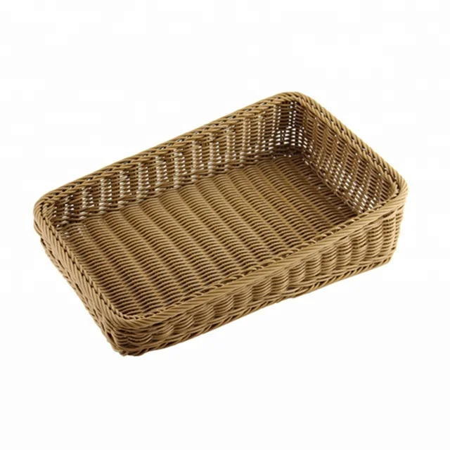 Handmade PP rattan rectangle bread/fruit/vegetable basket