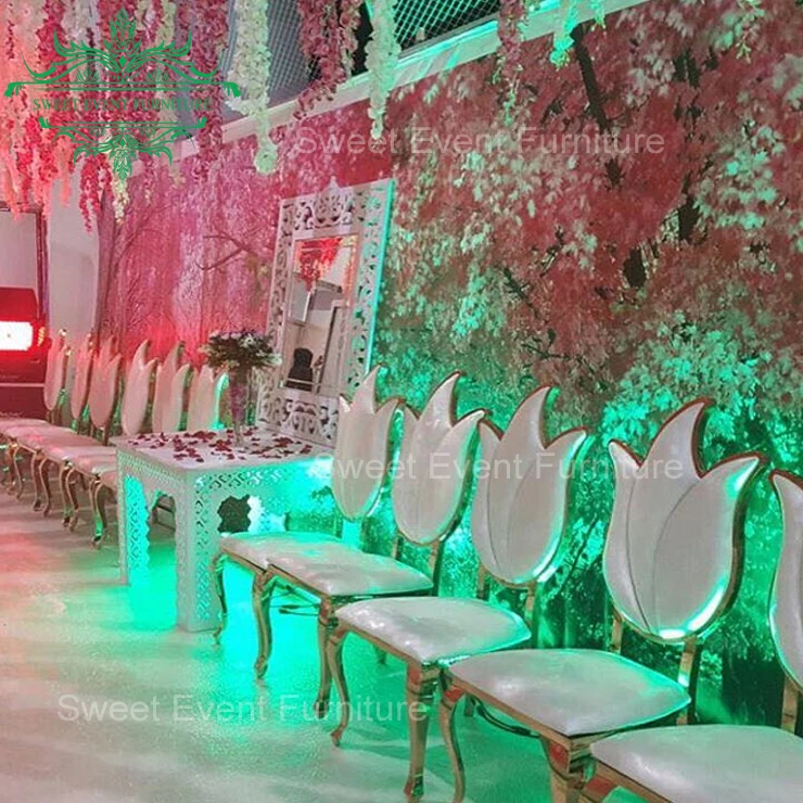 Lotus Back golden modern throne chairs for luxury wedding style