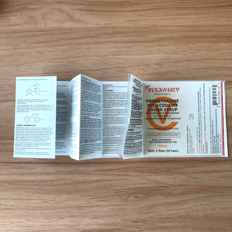 2021 Hot Selling Wockhardt Cough Syrup Label Sticker Adhesive Packaging Paper in Stock Read to ship