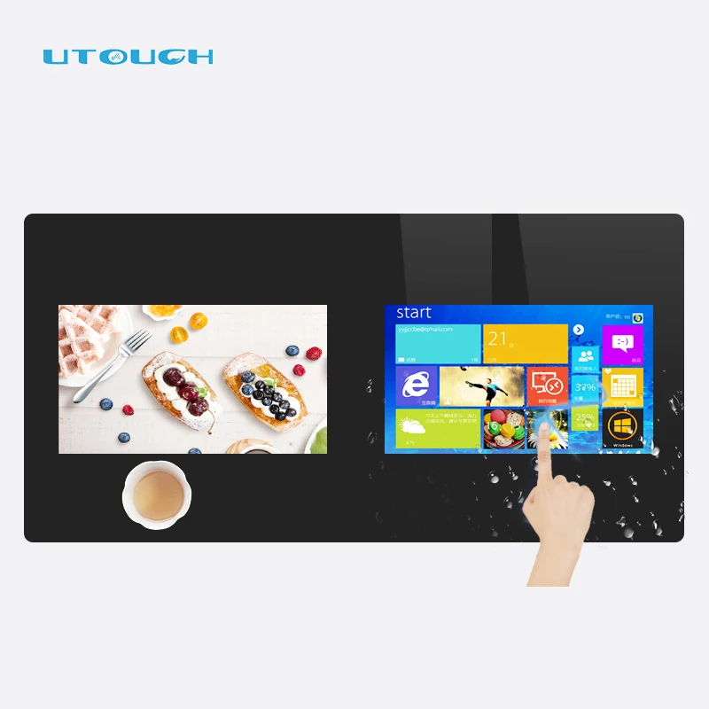 21.5 inch capacitive interactive smart  LCD double screen touch screen table for school/restaurant