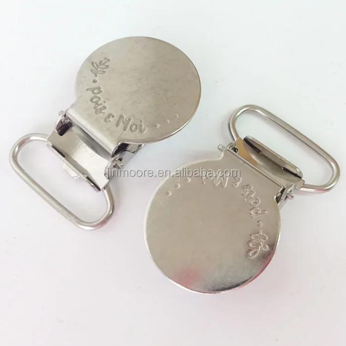 MSC07 Personalized OEM Engrave Logo Steel Suspender Clips Buckle For Baby Clothes