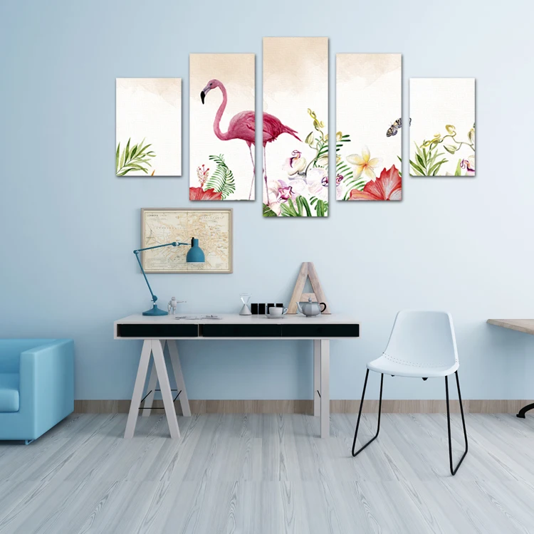 
Wall art decorative 5-piece handmade abstract flower crane painting oil painting canvas 
