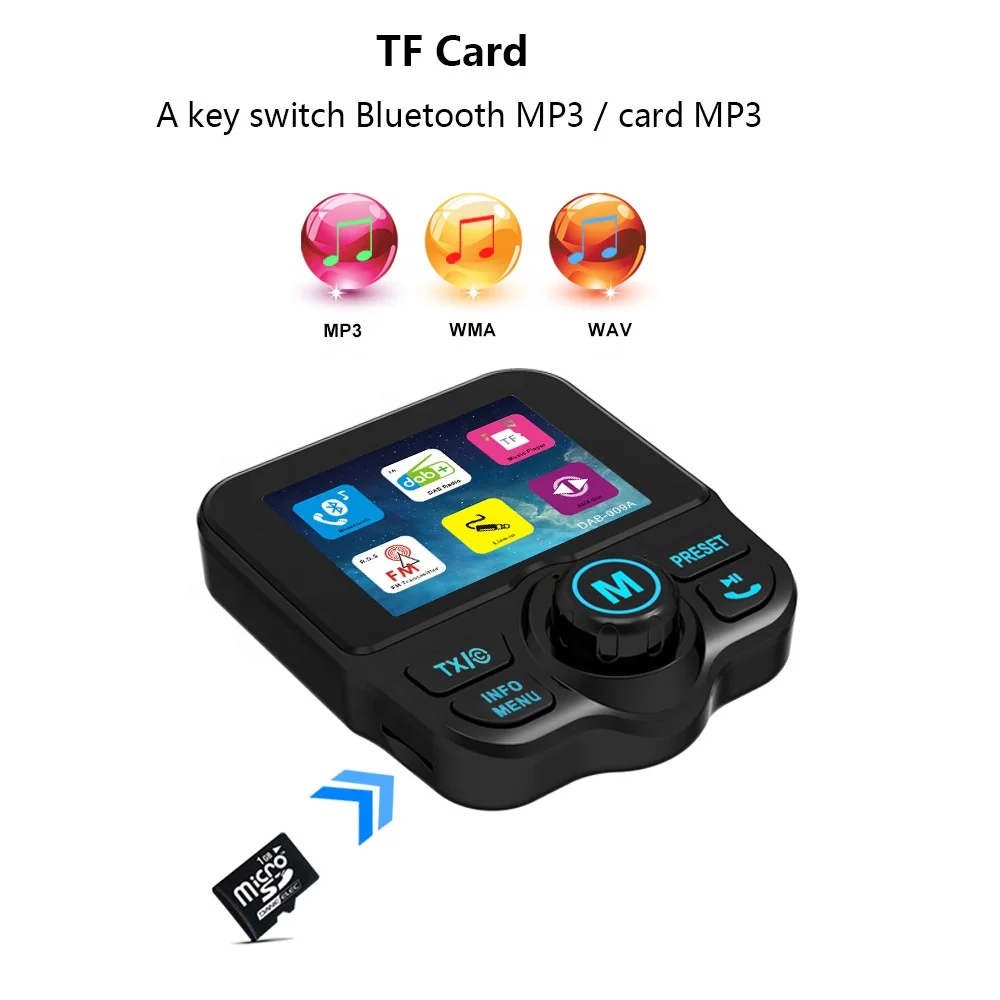 DAB container Car DAB Radio Receiver Tuner USB Adapter bluetooth Car Transmitter TF/AUX Antenna LCD Display Digital Radio Handsf