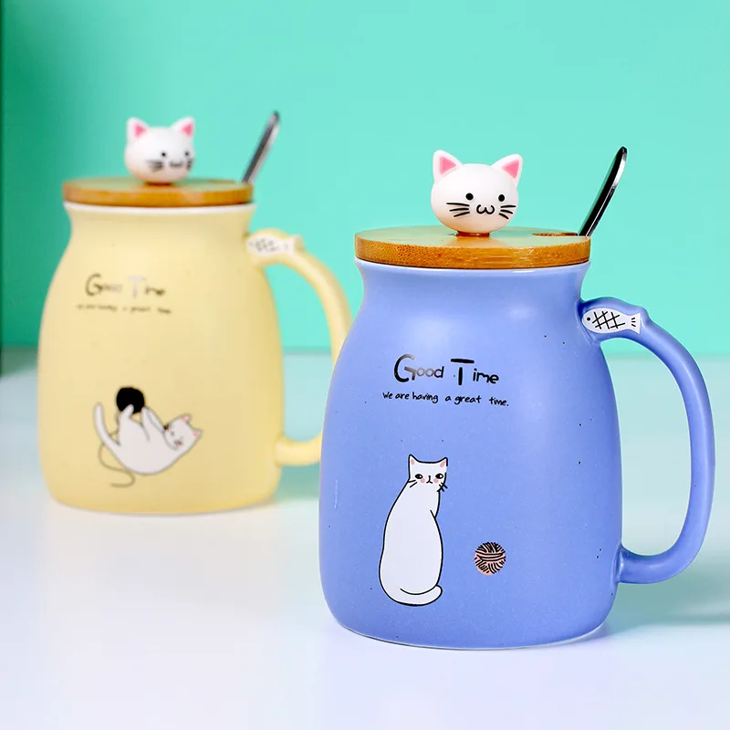 
Zogift Custom printed sublimation mug cat shape ceramic coffee cup for kids girl gifts 