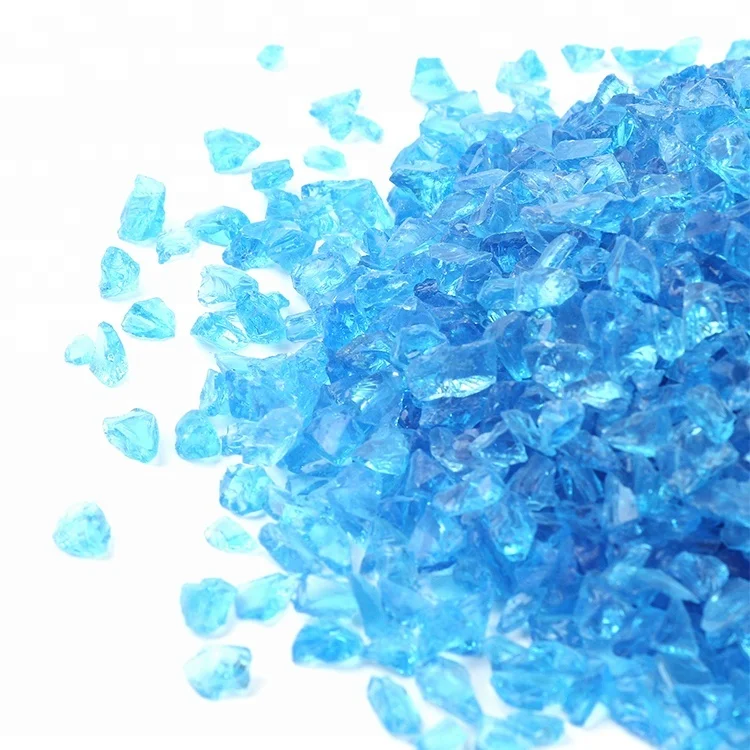 High Luster Tempered Aquamarine Caribbean Blue Glass Beads Pebbles for Planter Patio Garden DIY Decoration