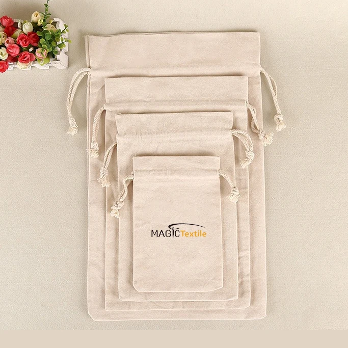 
Promotional OEM/ODM Multiple Material Linen 100% Polyester Cotton Fabric Draw string Bag With Double Cotton Drawstring Ropes 