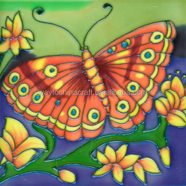
 Ручная роспись, бабочки из глазурованной керамики 20x20, керамическая плитка  