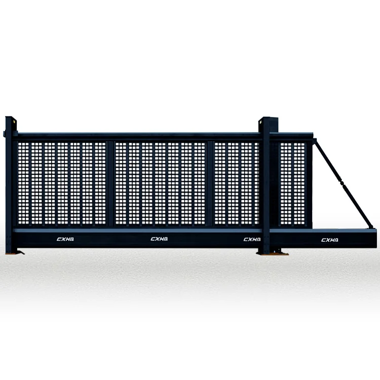 steel welded main gate railing simple design in pakistan iron mesh fence gate with control board photocell pass system