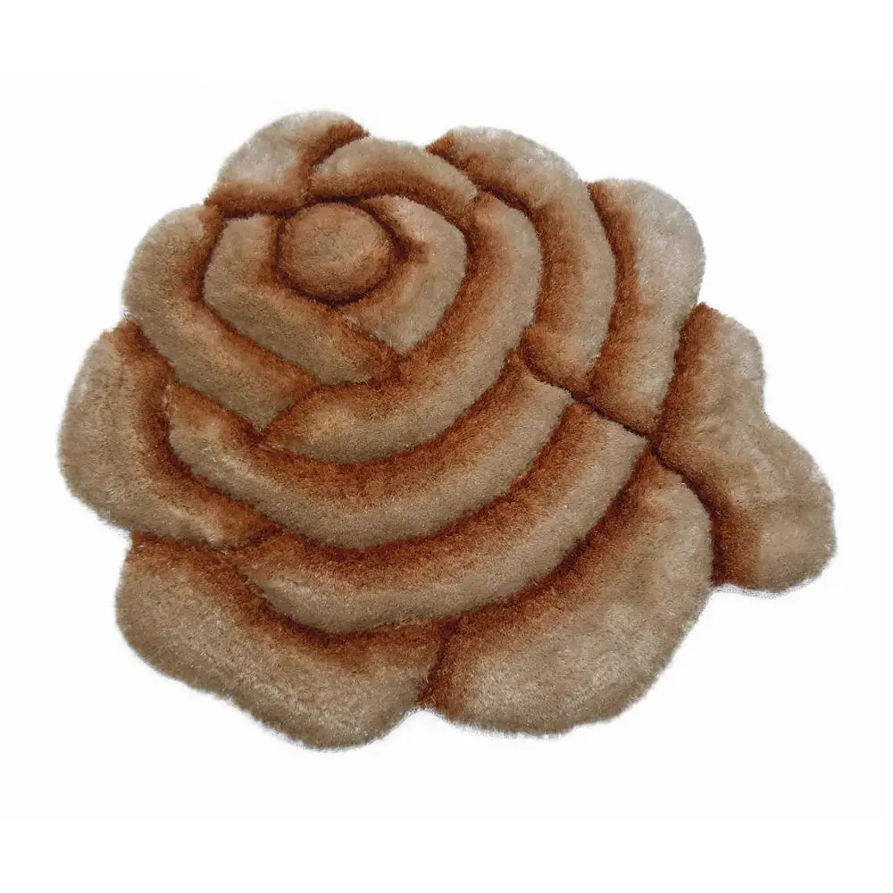 
3D Camel rose shag super soft smooth silk area home bedroom dinner room kids flower shaggy carpet 