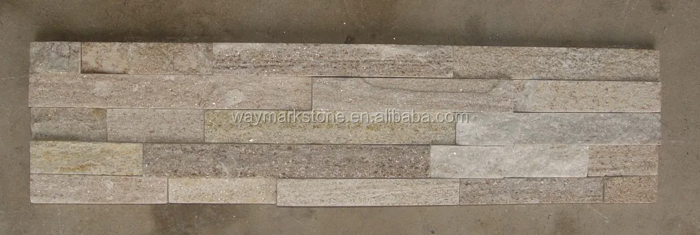 
stacked stone panel Grold Grain Mica schist decorative cultured walling stone WP-D48 