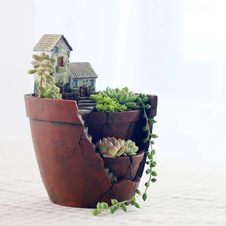 Creative resin sky garden Flower Pots For Flowers Succulents Bonsai Planter  Plant Pot De Fleur office decoration for desk