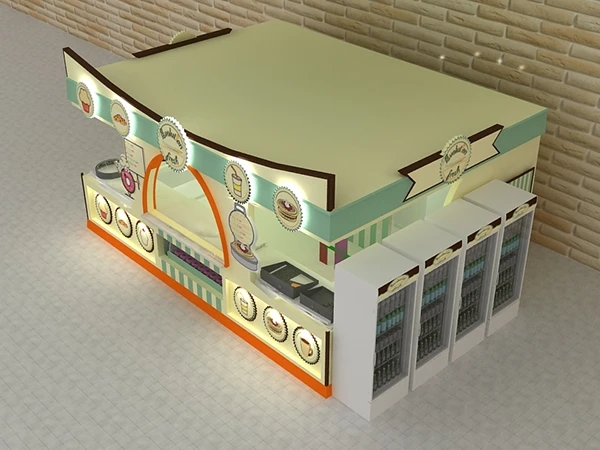 Customize elegant cafe shop counter food and drink kiosk  for shopping mall