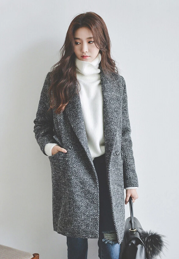 women pullover knitted turtle neck long sleeve Korean style fashion loose sweaters white