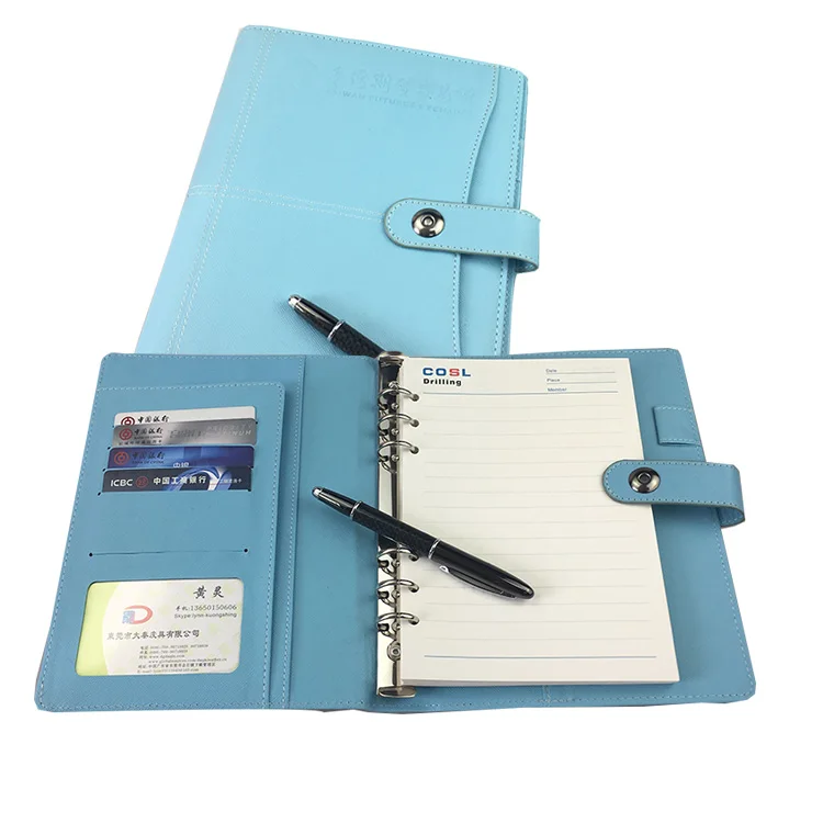 Pretty design pu leather organizer planner book , hardcover organizer agendas with 6 holes ring binder