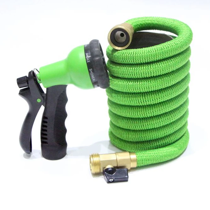 elastic expandable garden hose with brass connector and hose hanger household lightweight  hose garden