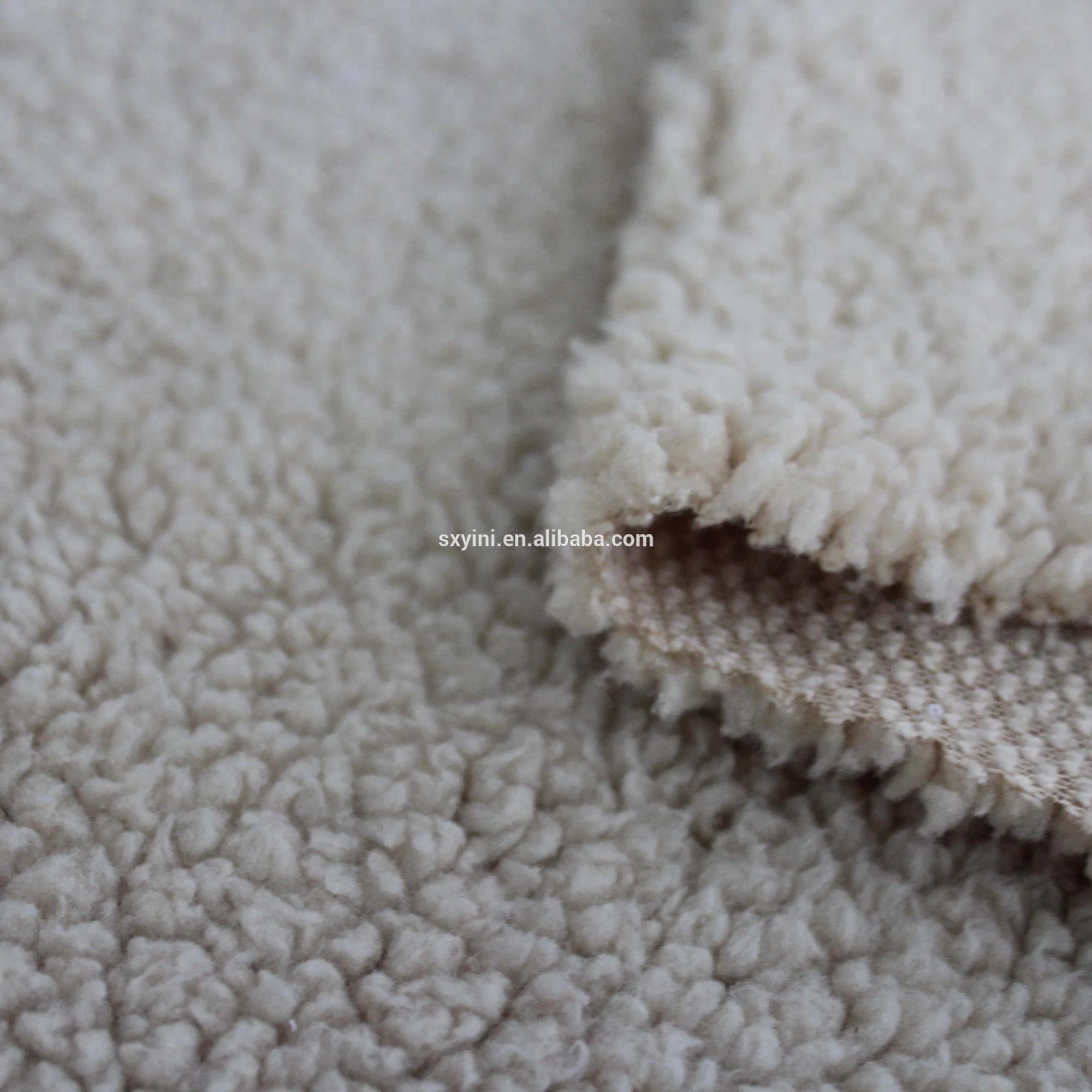 100%polyester sherpa 230gsm white knitted fabric for denim jacket lining