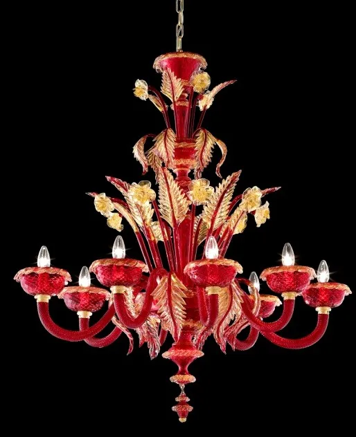Fancy large size hotel red glass murano chandelier glass lighting factory wholesale glass chandelier murano lamp lights luxury