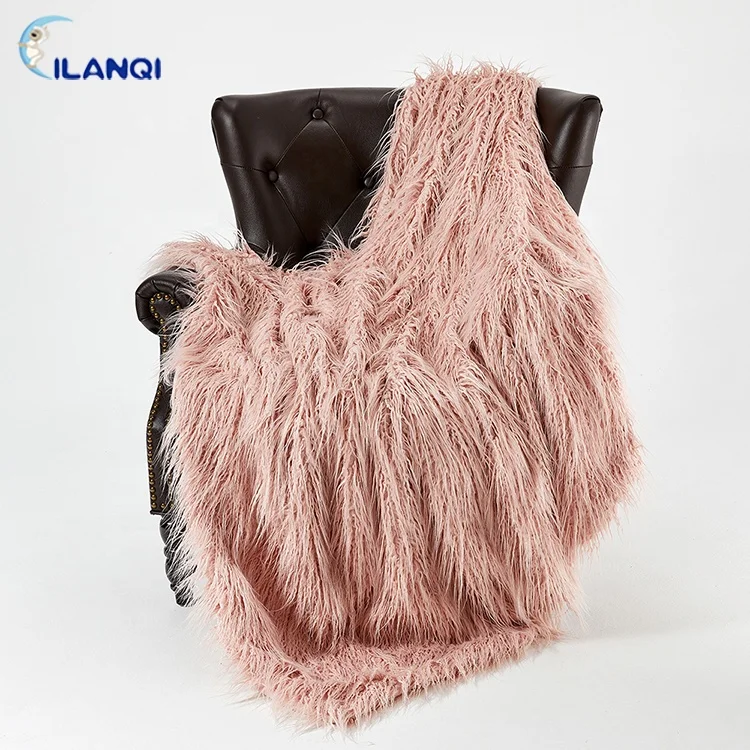 100% polyester pink PV plush blanket mongolian lamb fur blanket Pink Sherpa Blanket