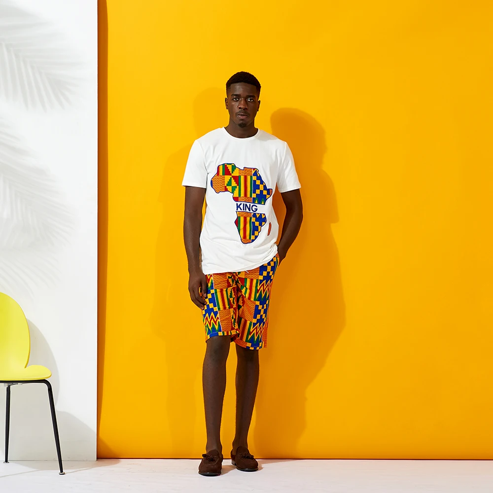 Костюм на День святого Валентина, мужские шорты с Африканским принтом, комплект из двух предметов, топ с шортами