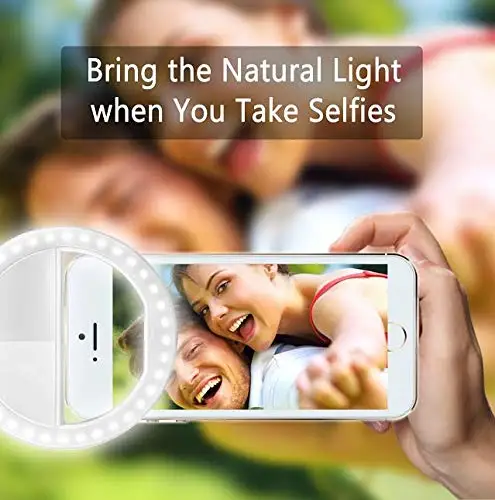 Selfie Ring Light Rechargeable Portable Clip-on Selfie Fill Light with 36 LED for Smart Phone Photography Camera Video