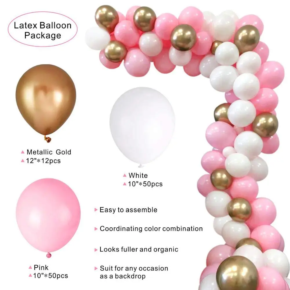 Balloons Garland Arch Kit for Girl Birthday Baby Shower Bachelorette Party Centerpiece Backdrop Background Decorations