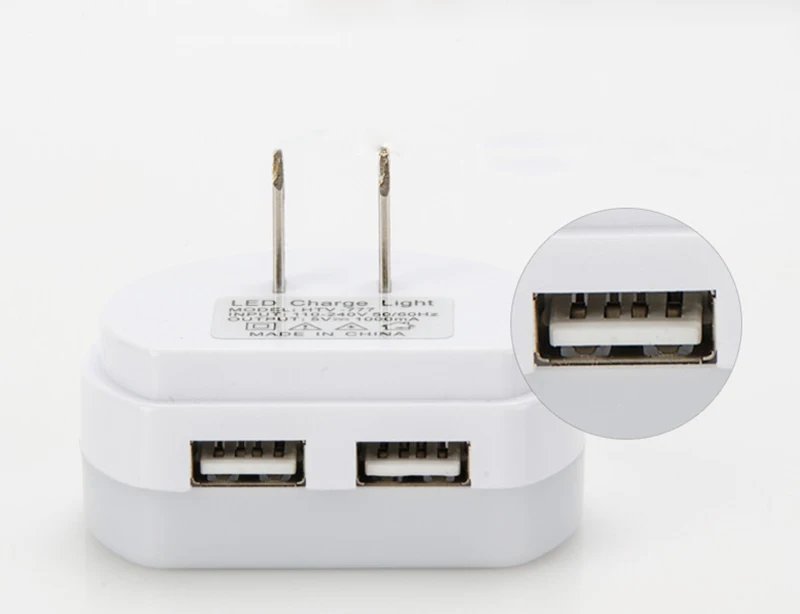 110V-240V Dual USB Night Light Automatic Dusk to Dawn Sensor Charger Lamp