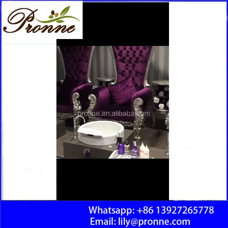 Foshan furniture purple velvet beauty sex nude girls spa massage chair