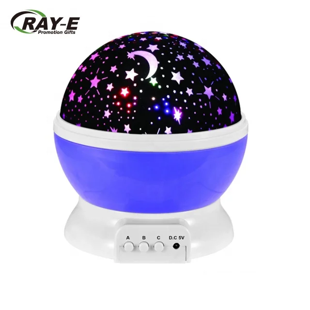 360 Night Lamp Star Light Rotating Projector, Baby Night Light Moon Star Projector, 4 LED Bulbs for Children Kids Bedroom