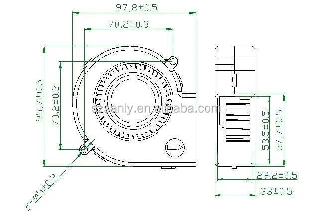 97X97X33mm 9733 12V DC Sleeve Bearing Centrifugal Blower fan