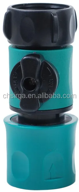 Garden Water Connectors Plastic Shut Off with quick release, inlet hose coupling