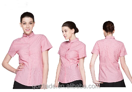 
Wholesale customized fashionable high quality and cheap price stripe restaurant hotel staff Waiter waitress uniforms 