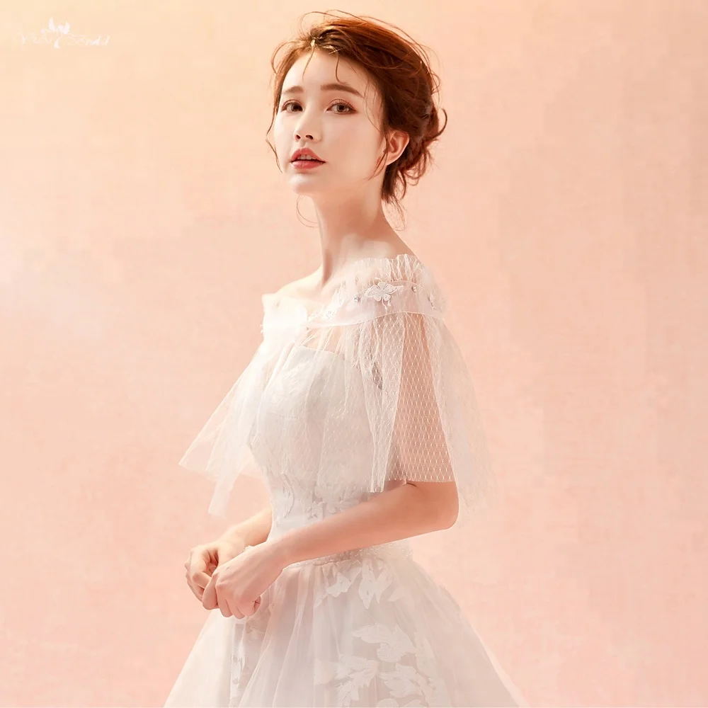 
LZP286 Real Pictures Yiaibridal Wedding Accessories Off Shoulder Short Bridal Bolero Woman Ivory Wedding Shawl 