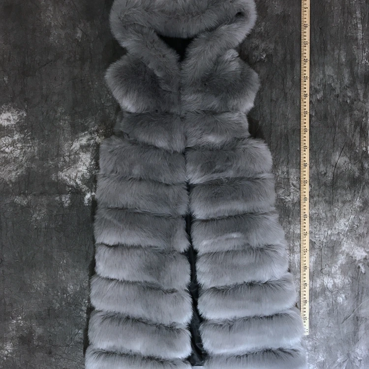 European style vest women long faux fur customized color coat