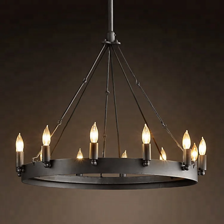 Винтажная люстра Candelabra, круглая черная железная подвесная люстра Cozee ZhongshanLighting Factory CZ2599/12
