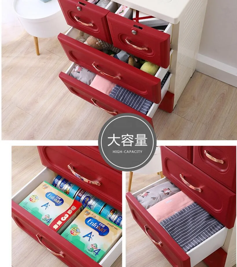
Easy to move in and out kids small baby toys plastic drawer cabinet with lock storage cabinets 