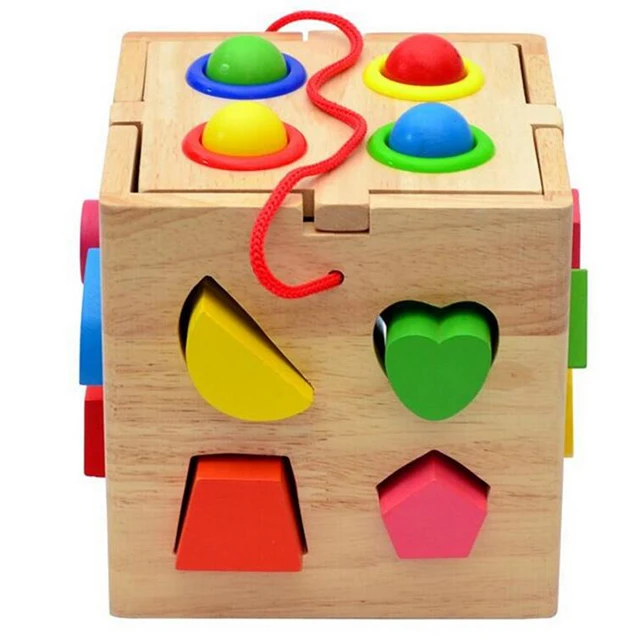 Multifunctional China Wooden block toy box for kids