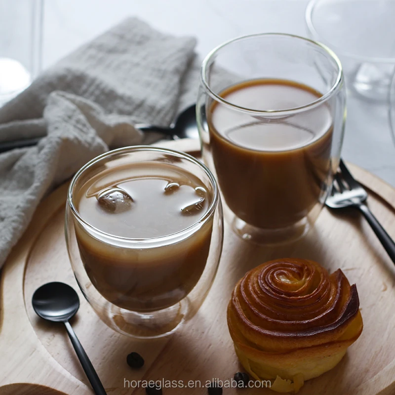 The glass coffee cup coffee cup with a transparent double wall glass heat-resistant