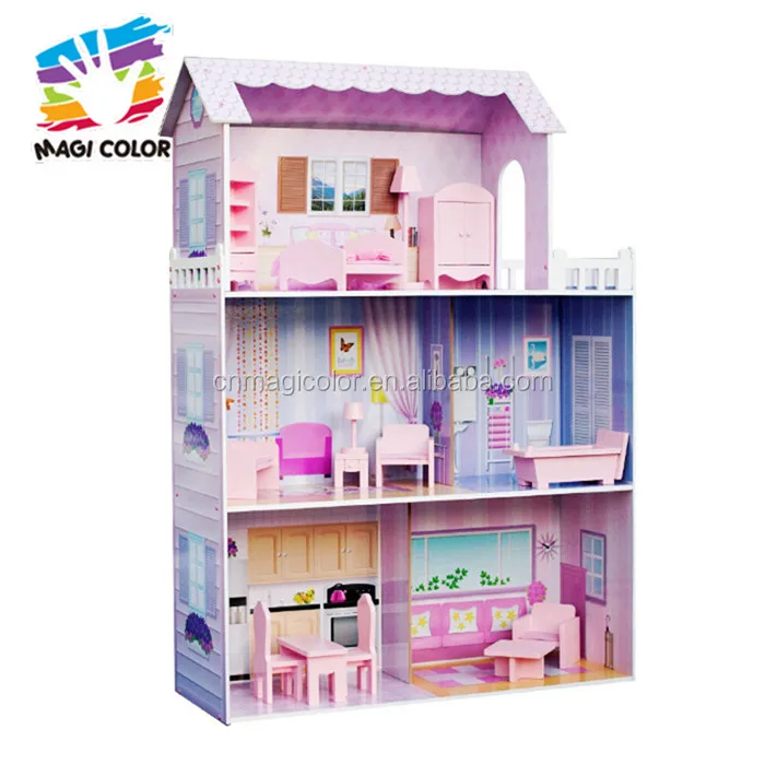 Оптовая продажа дешевые 3 пол ролевые игры игрушки деревянный кукольный домик для детей W06A224