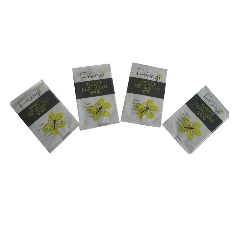 anti-insect wipes with active constituent citronella oil OEM factory anti-mosquito organic wet tissues in single sachet