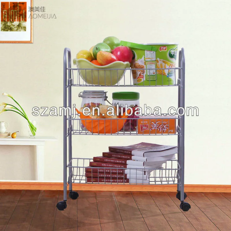 High quality light duty three Layers kitchen storage steel metal racks