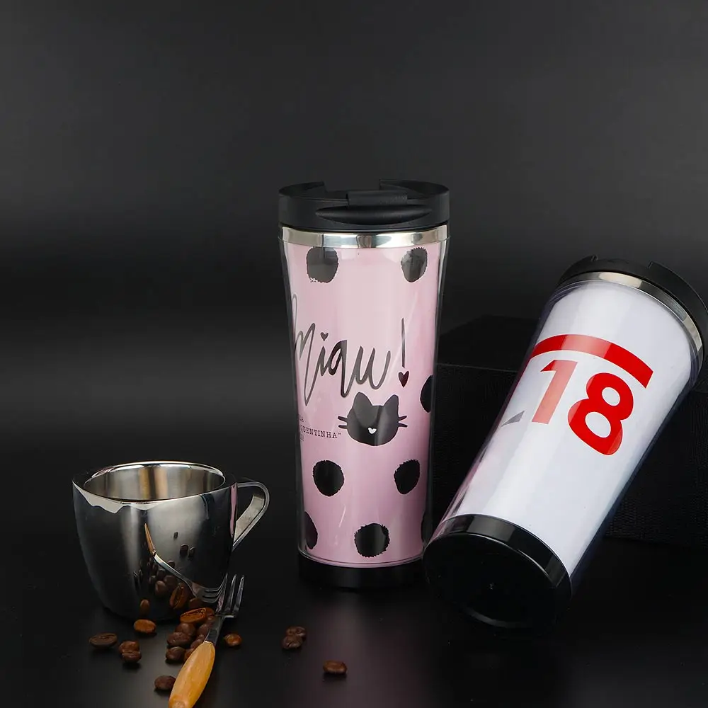 custom promotional DIY paper photo insert coffee tumbler double wall water bottle