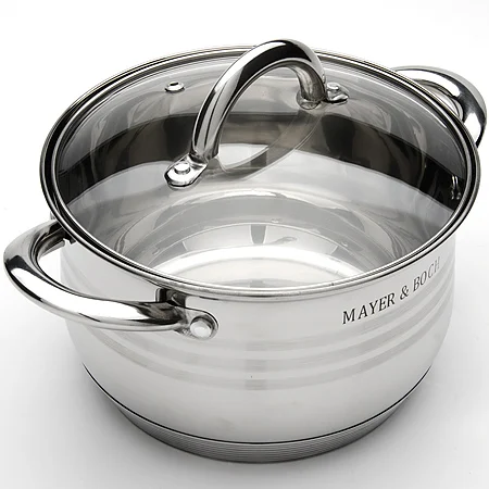 Italian Masterclass Premium 6/8/12pcs Stainless Steel Casserole Saucepot Cookware with gold/silver handles