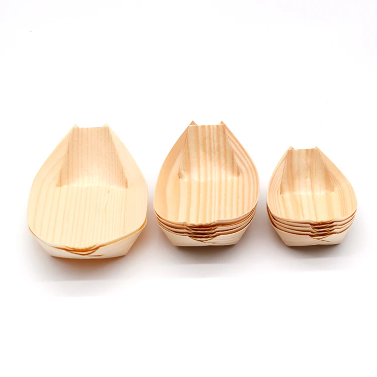 Natural Food Grade Eco-friendly Sushi Pine Boat For Restaurant