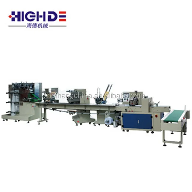 Multi-function paper napkin and plastic airplane cutlery plastic wooden spoon automatic packaging machine