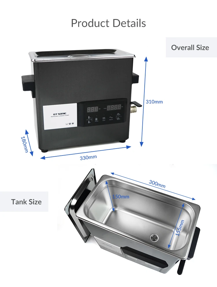 Gt Sonic-S6 Laboratory Equipments Ultrasonic Cleaning Machine 6L Denture Table Ultrasonic Cleaner For Denture Hospital