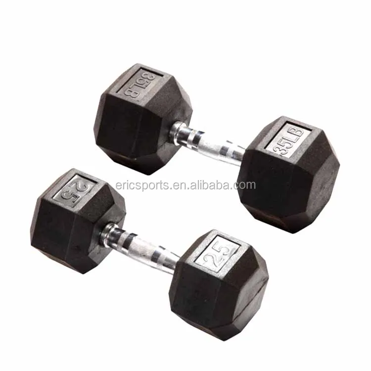 wholesales stock customs sports Performance lb rubber encased hex dumbbell in pairs Hex Rubber  Dumbbell