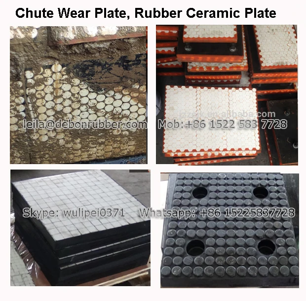 Conveyor reflective parachute abrasion protection rubber ceramic wear liner plate