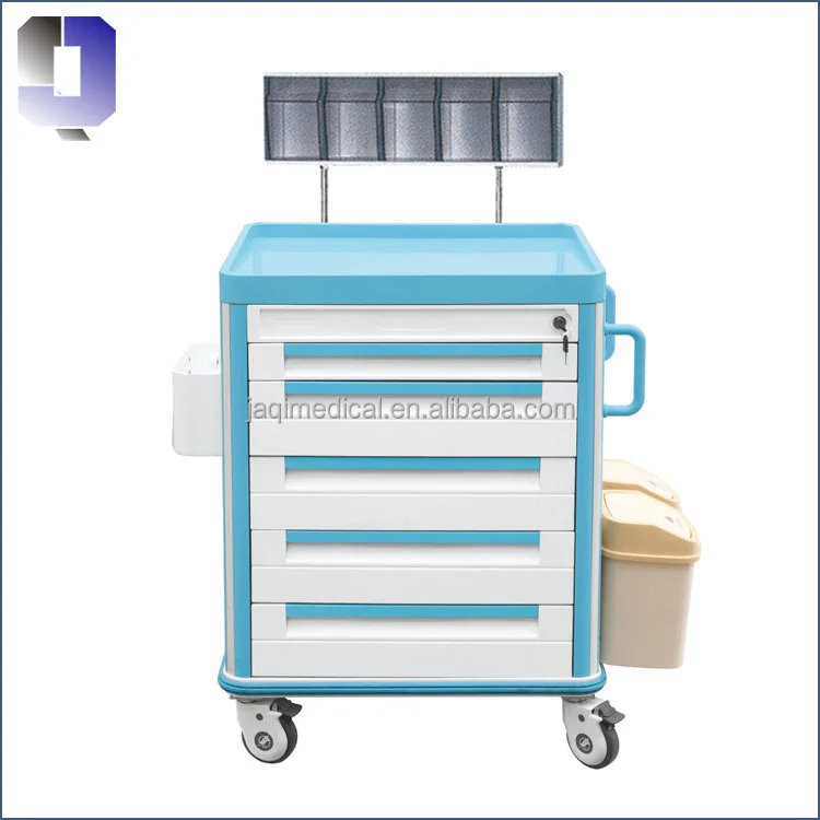 JQ-673 Colorful medical used Anesthesia Cart with five drawers