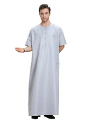 A6169  Galabia white color men jubba qatar jilabiya khaleeji thobe eid arabic with buttons