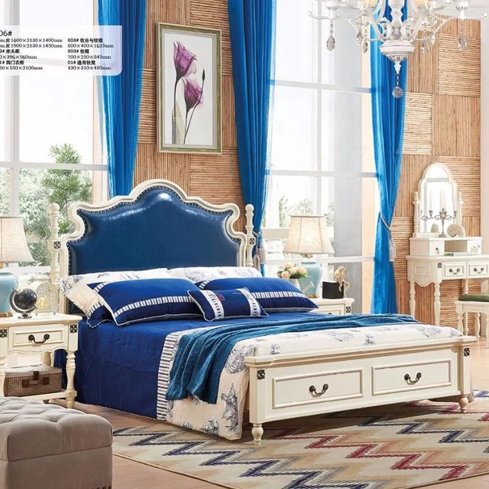 Wood and E1 MDF Board for Bedroom Furniture Sets Queen Double Bed Simple Was Made from Solid Home Furniture Wooden Furniture